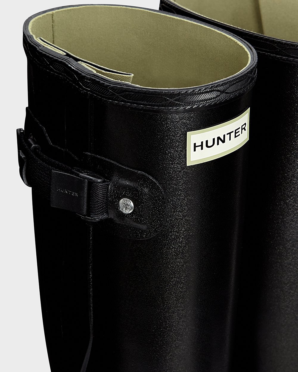 Womens Hunter Norris Field Side Adjustable - Tall Rain Boots Black - 8245-FJVKW